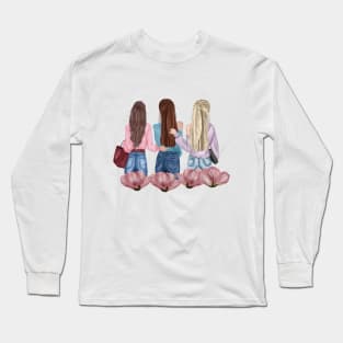 Eternal Bonds - Three Strong Women Embracing in Unity Long Sleeve T-Shirt